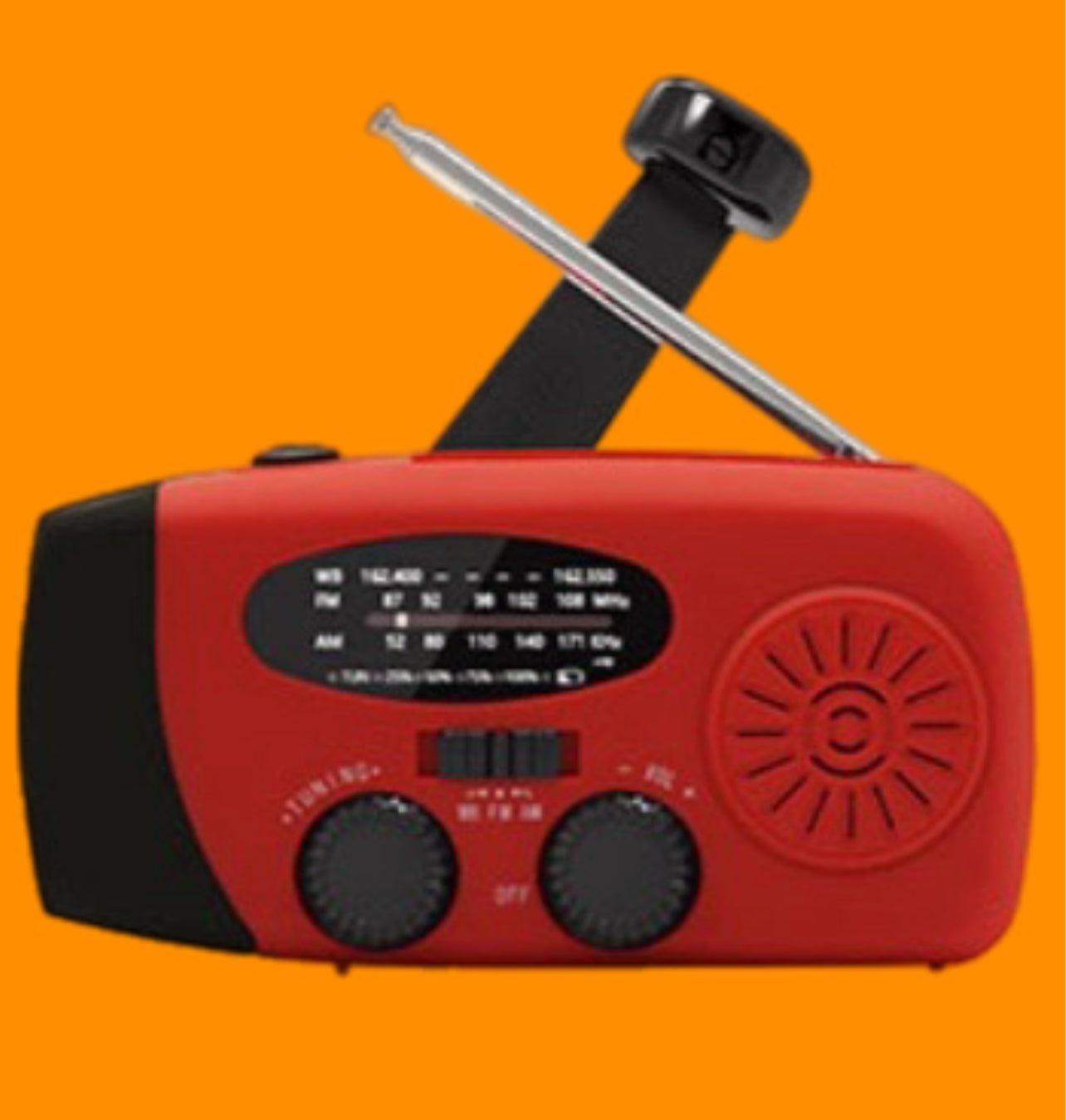 Noodradio, met zonnecellen én met de handopwindbaar